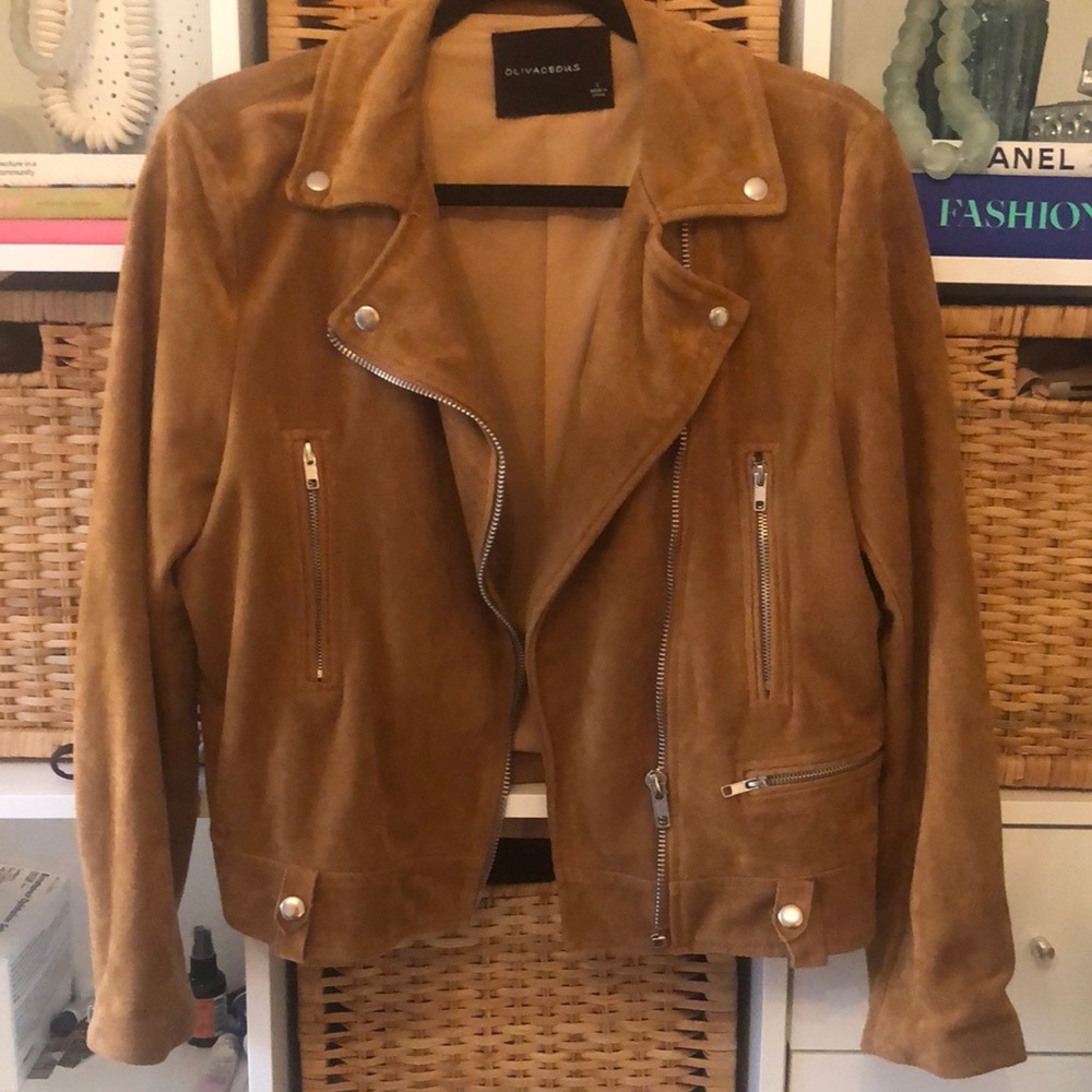 Faux Suede Tan Moro Jacket Size L by Olivaceous